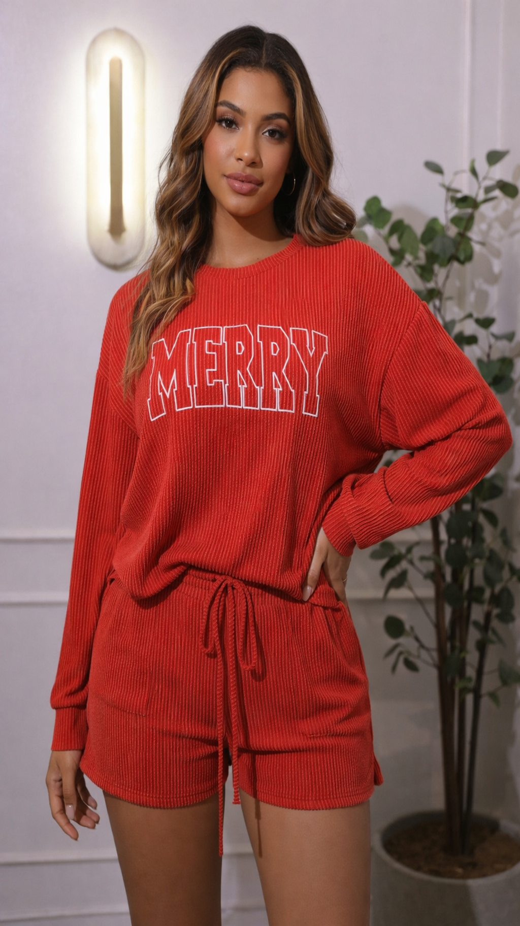 Two piece top and shorts - red