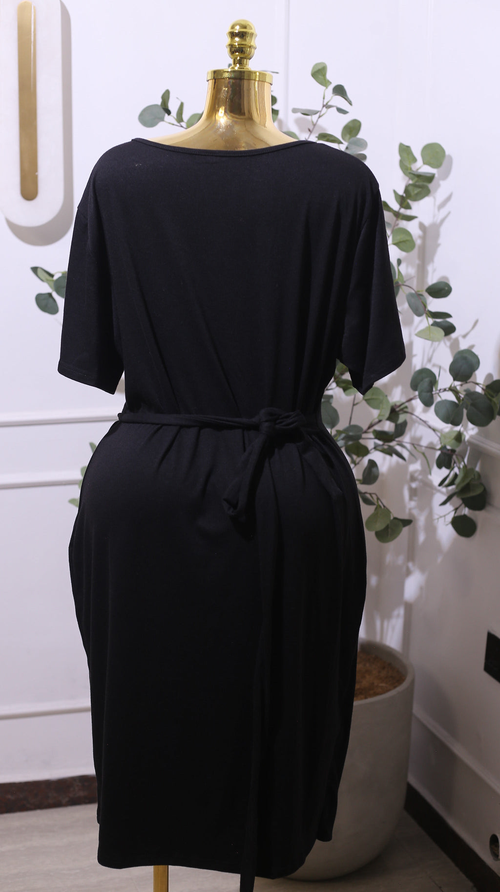Curvewow Casual Jersey Wrap Dress In Black