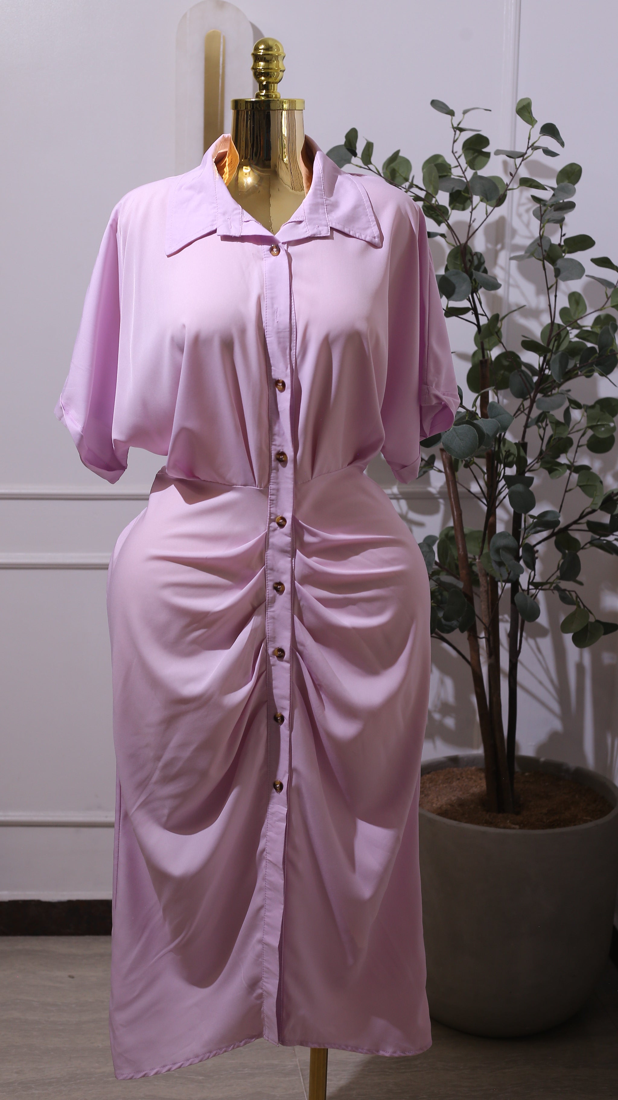 Fashion Nova Patricia Shirt Midi Dress In Purple