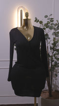 Black Long-Sleeve Fitted Dress