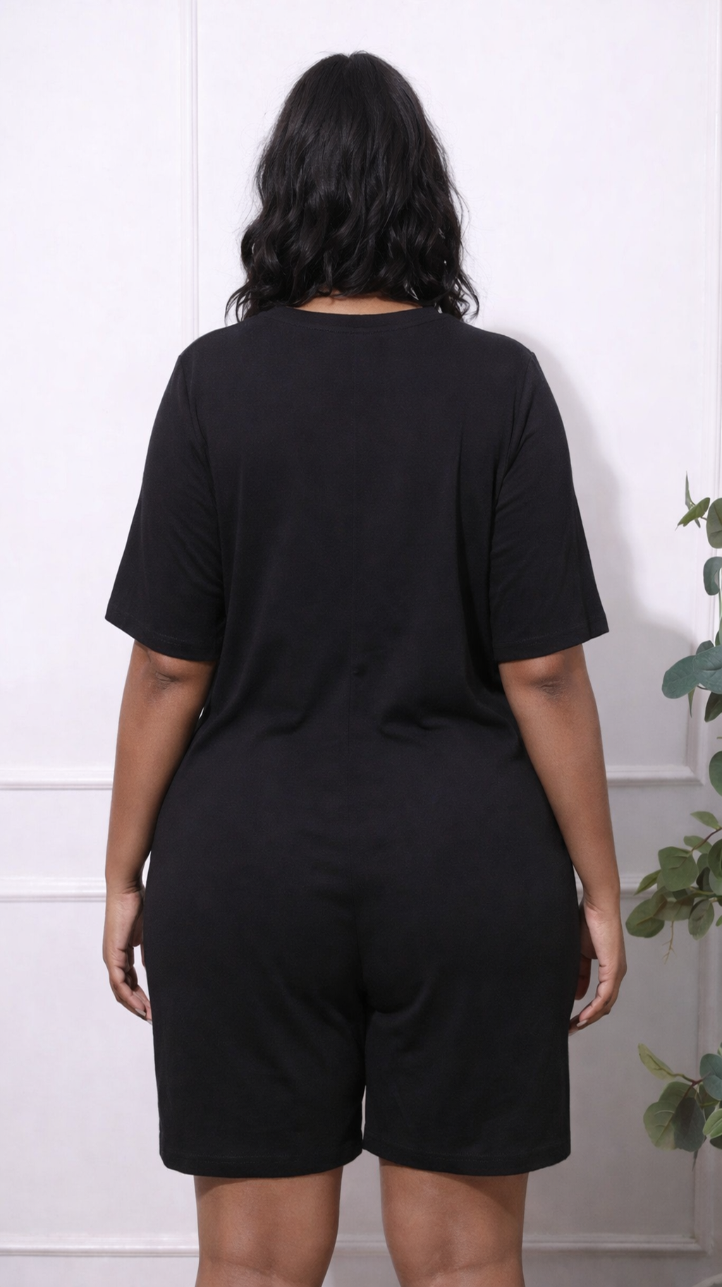 A Black Buttoned-down JUMPSUIT