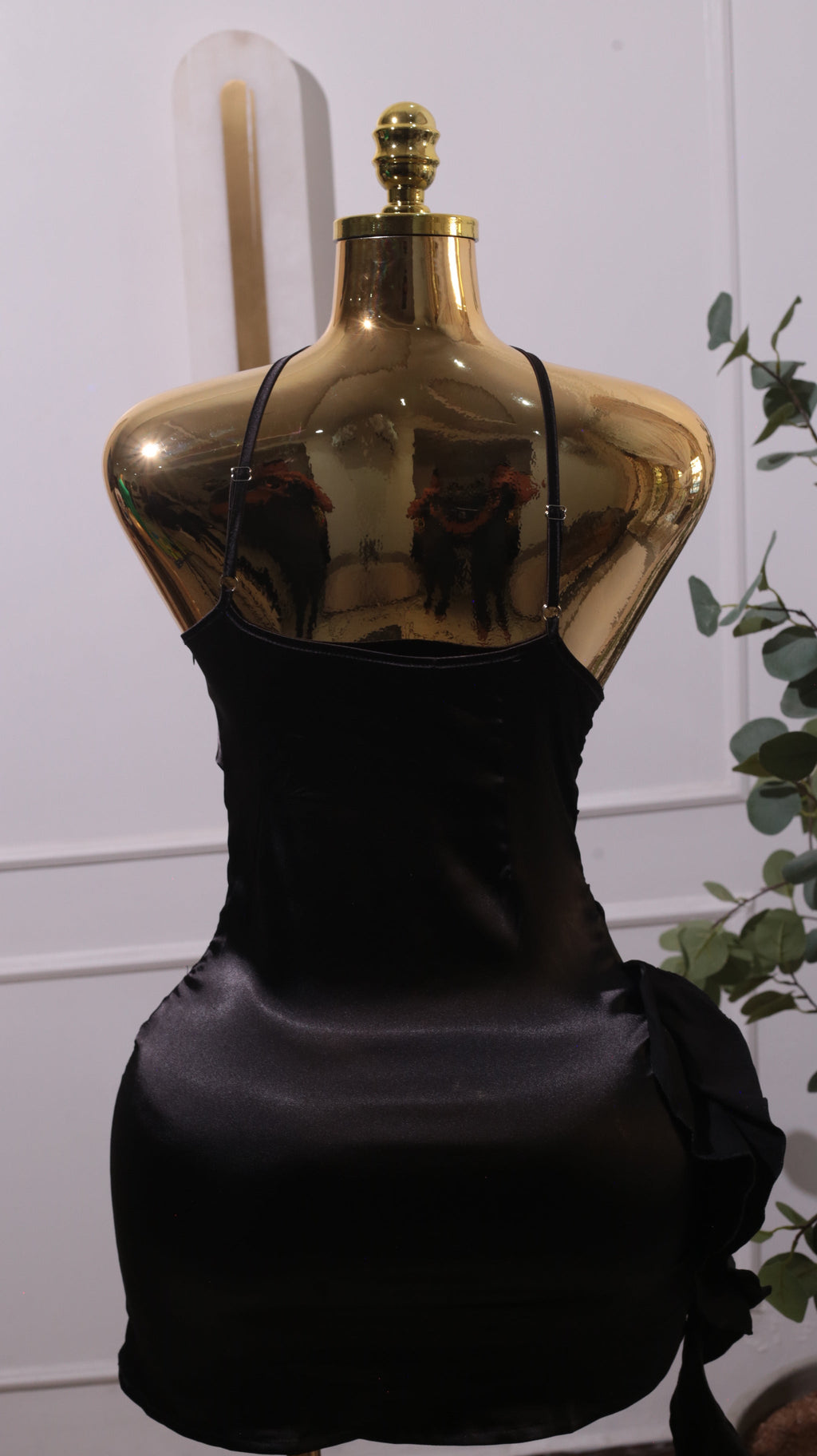 A Black Satin Slip Dress