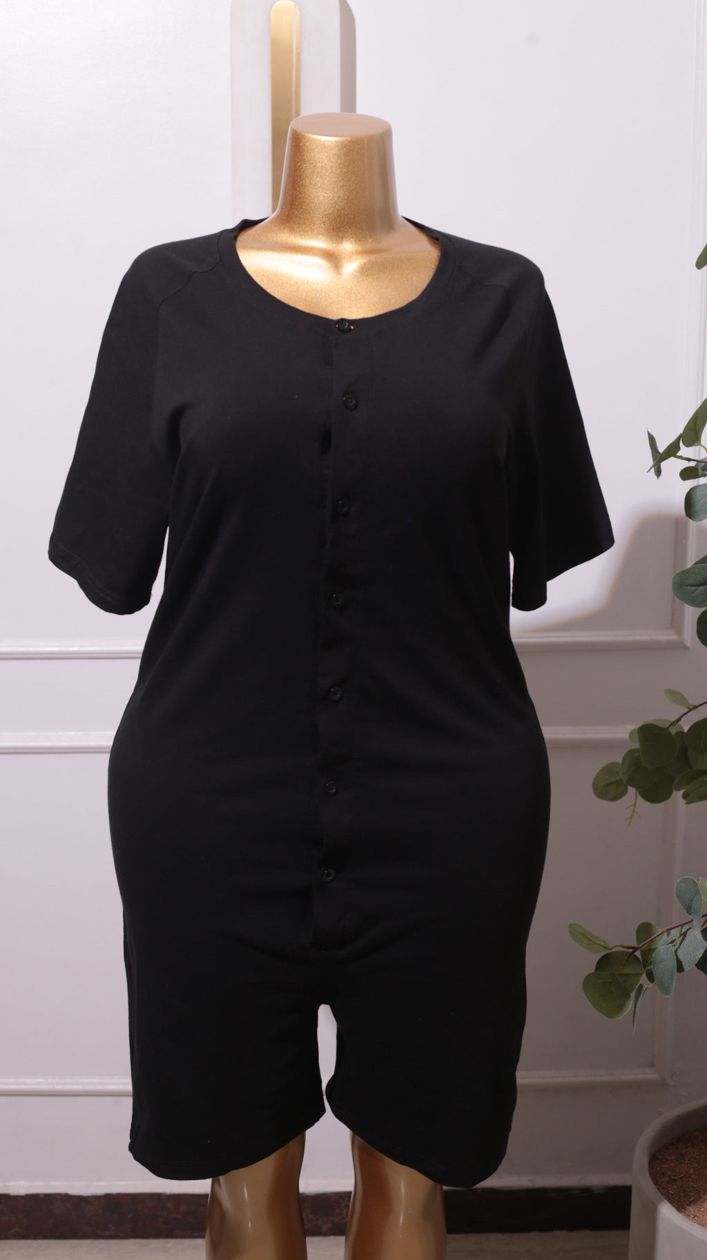 A Black Buttoned-down JUMPSUIT