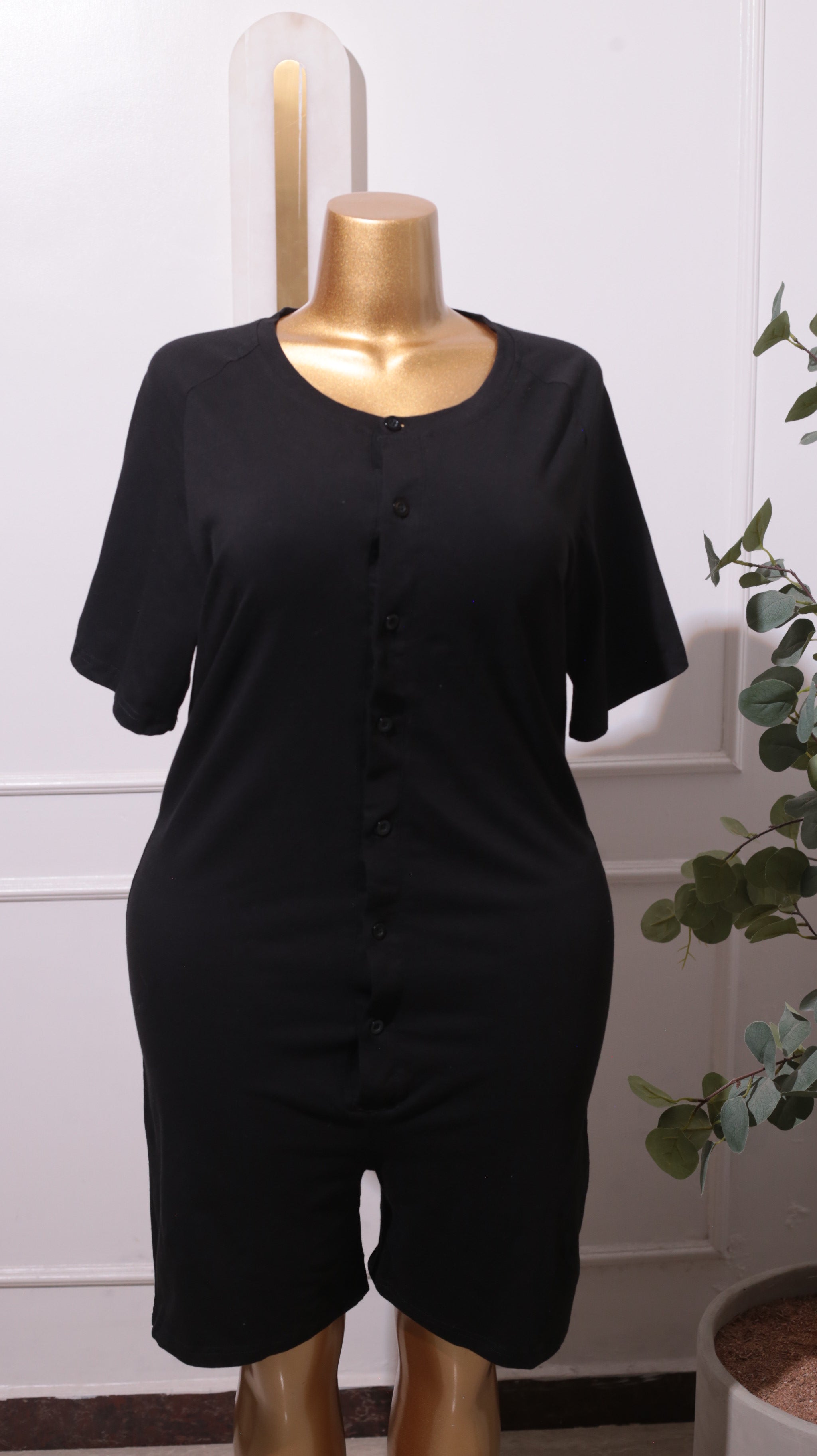 A Black Buttoned-down JUMPSUIT