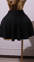 A Black High-waisted Pleated Mini Skater Skirt