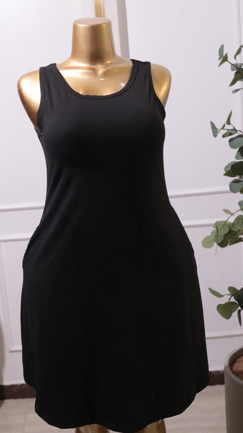 A Black Sleeveless A-line Dress