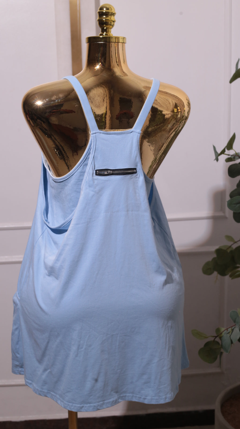 A Free People FP Movement Hot Shot Mini Dress In A Light Blue Cotton Blend