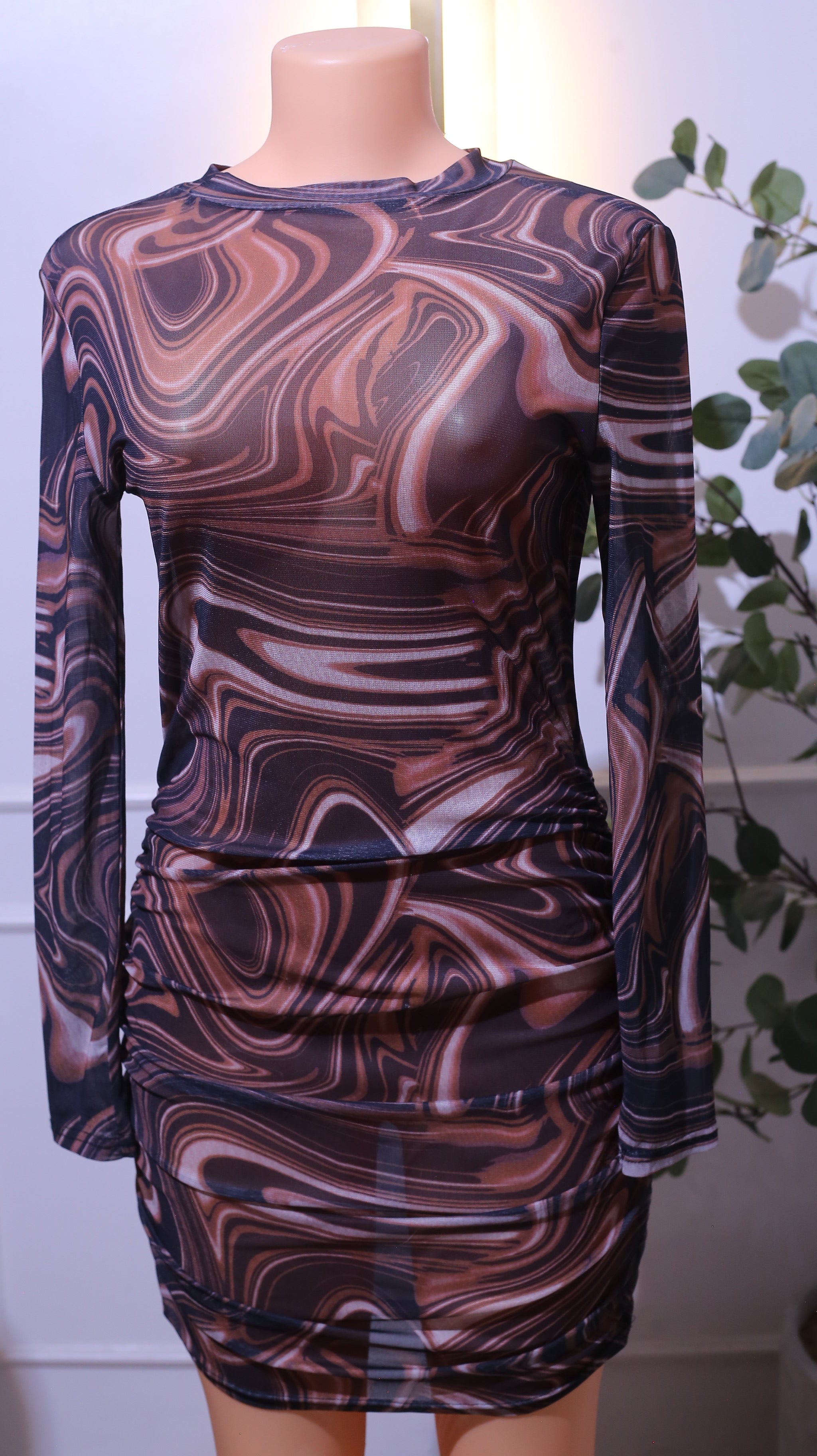 Abstract Print Fitted Dress