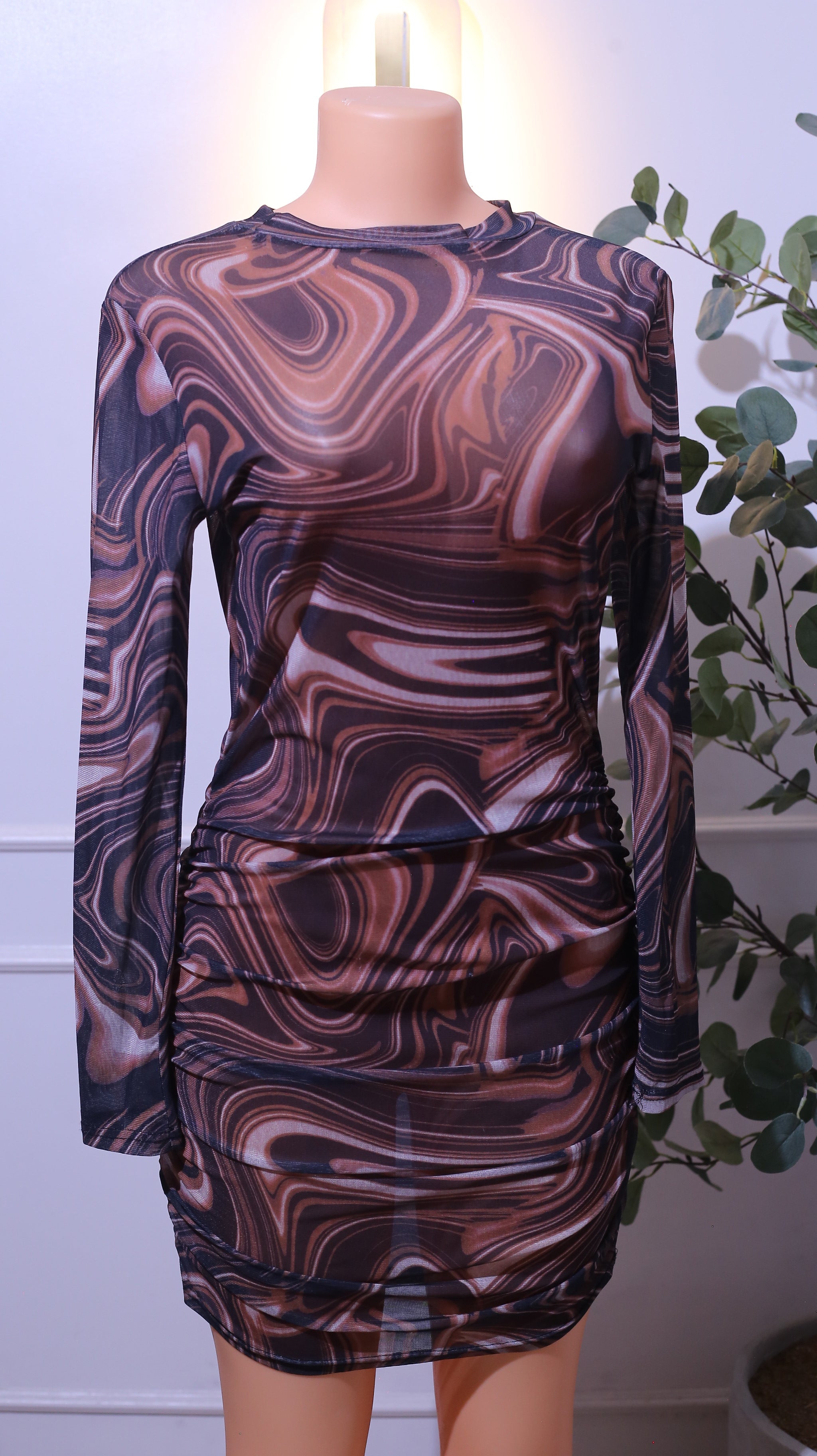 Abstract Print Fitted Dress