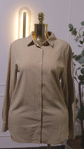 Beige Cotton Button-Up Shirt