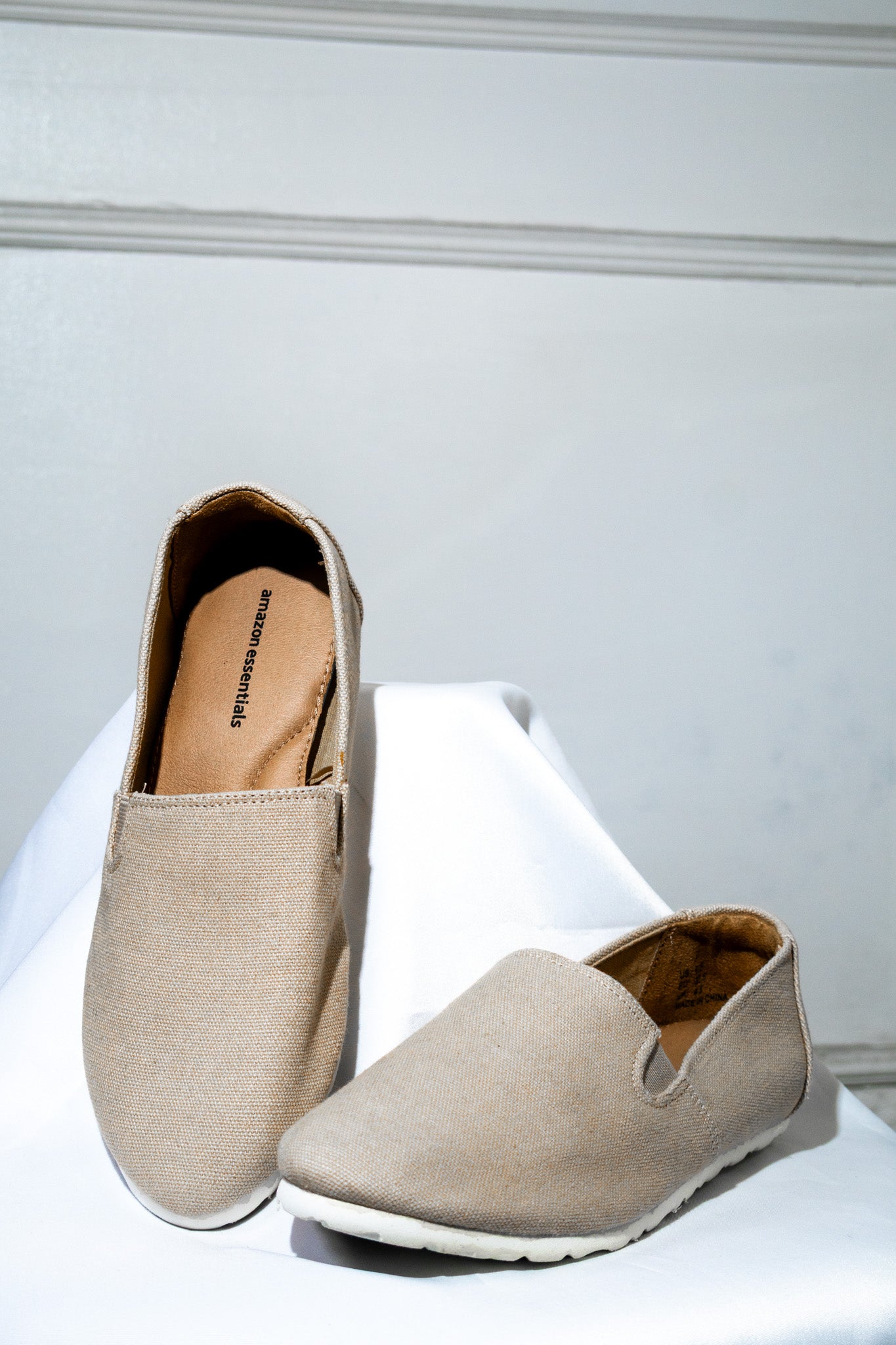 Beige Slip-On Canvas Flats