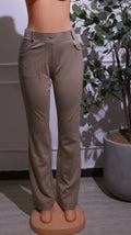 Beige Straight-Leg Trousers