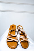 Beige Strappy Block-Heel Sandals