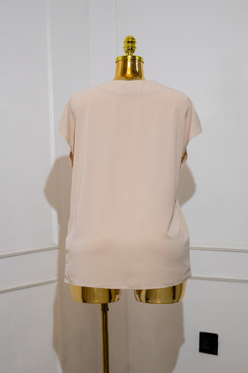 Beige V-Neck Blouse