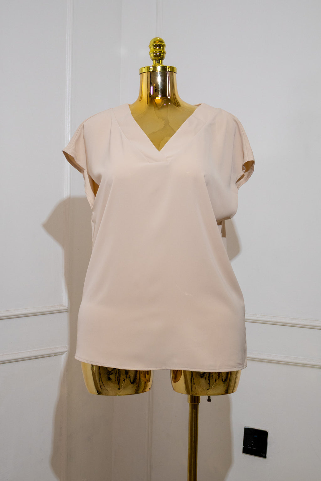 Beige V-Neck Blouse