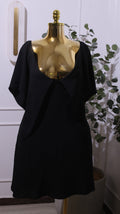 Tie front Black A-Line Mini Dress