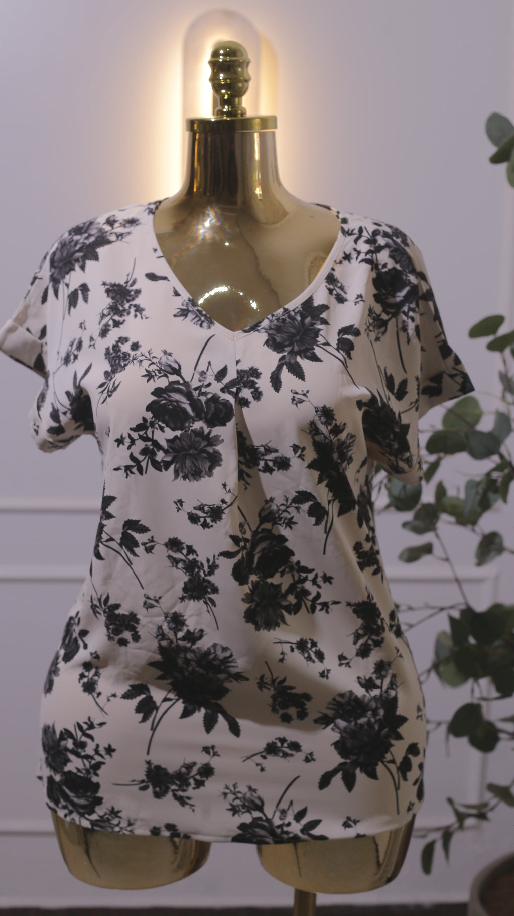 Black and White Floral Blouse