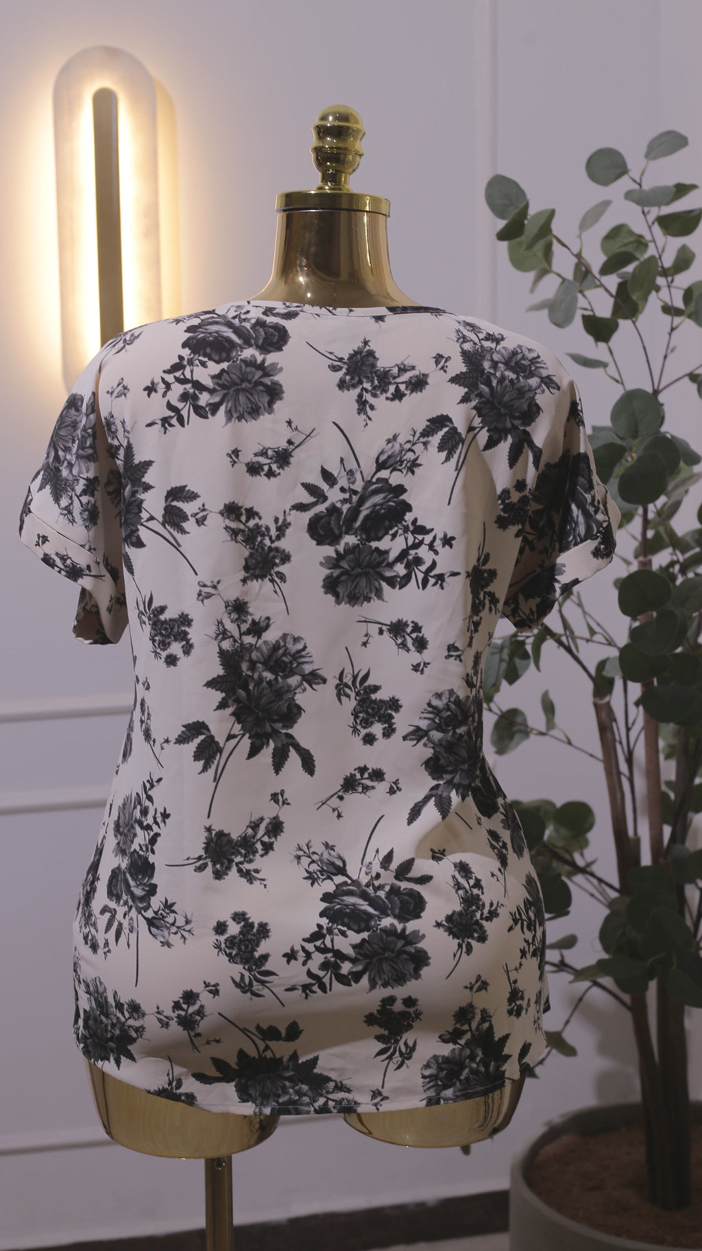 Black and White Floral Blouse