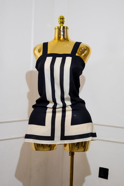 Black and White Striped Mini Sundress