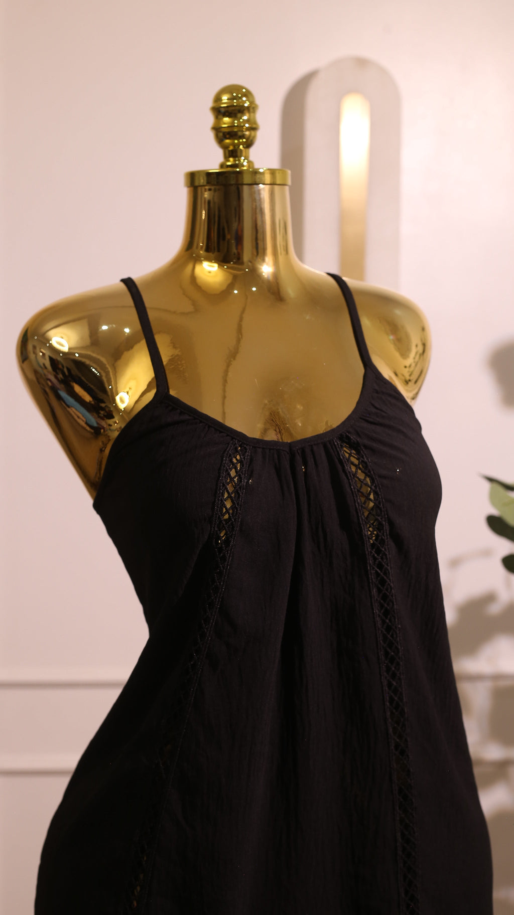 Black Camisole Dress With A Ruffled Hem