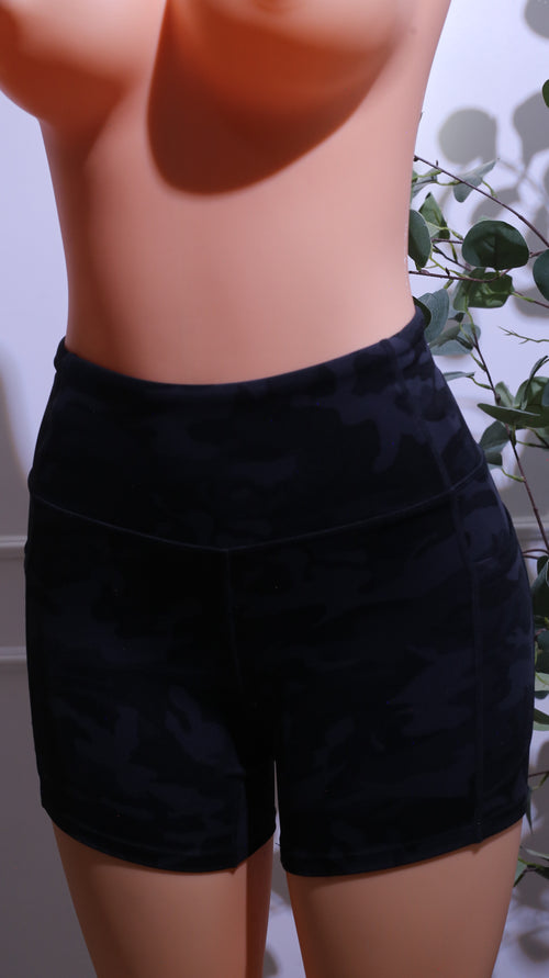 Black Camo Biker Shorts