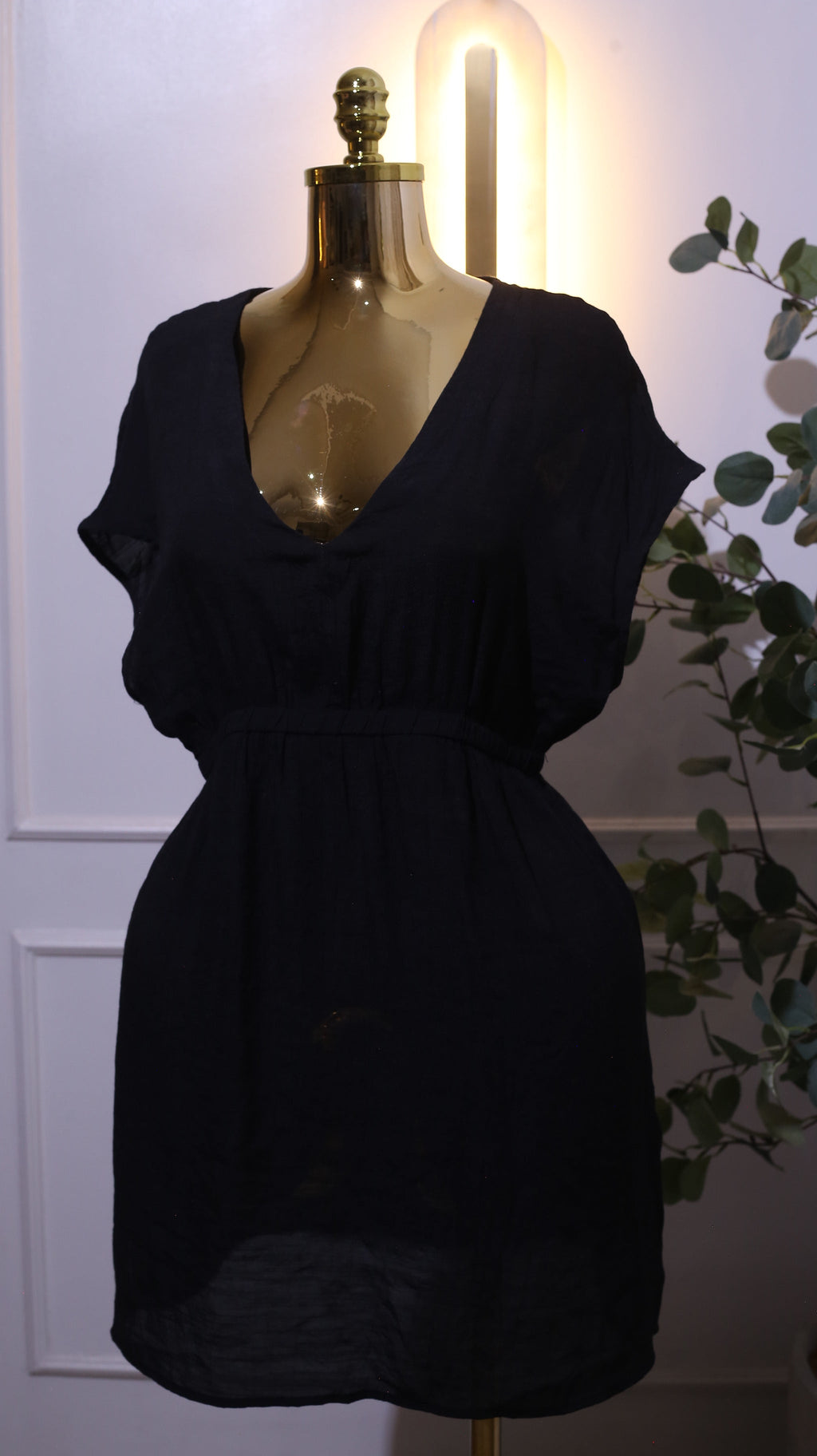 Black Cinched Waist Dress