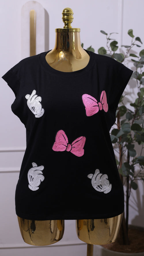 Black Disney Minnie Mouse Graphic T-shirt