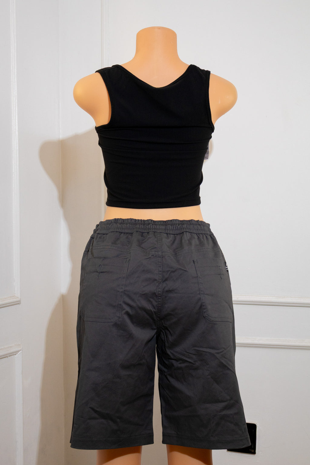 Black Drawstring Cargo Shorts