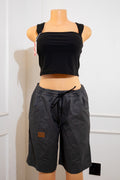 Black Drawstring Cargo Shorts