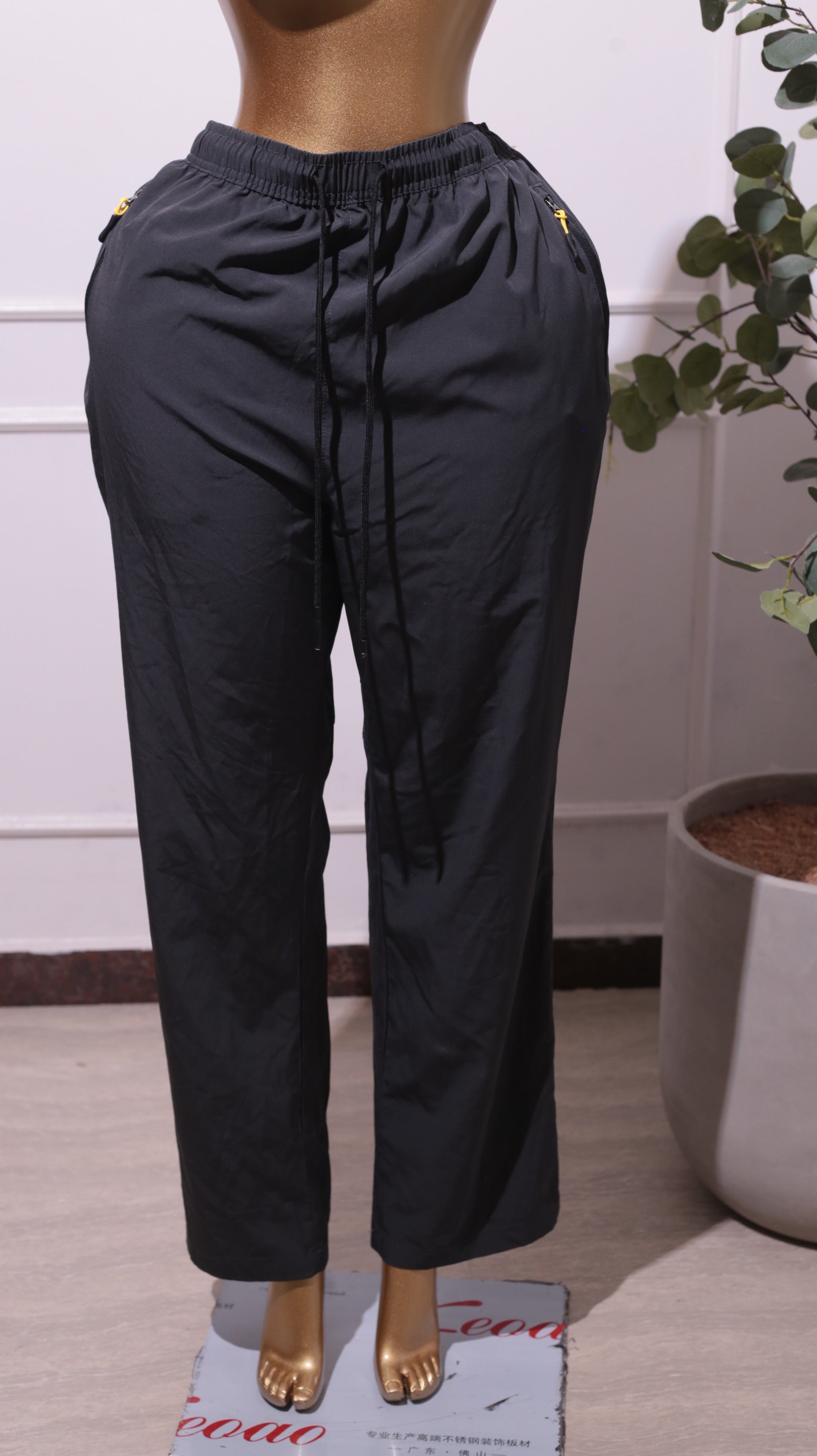 Black Drawstring Track Joggers