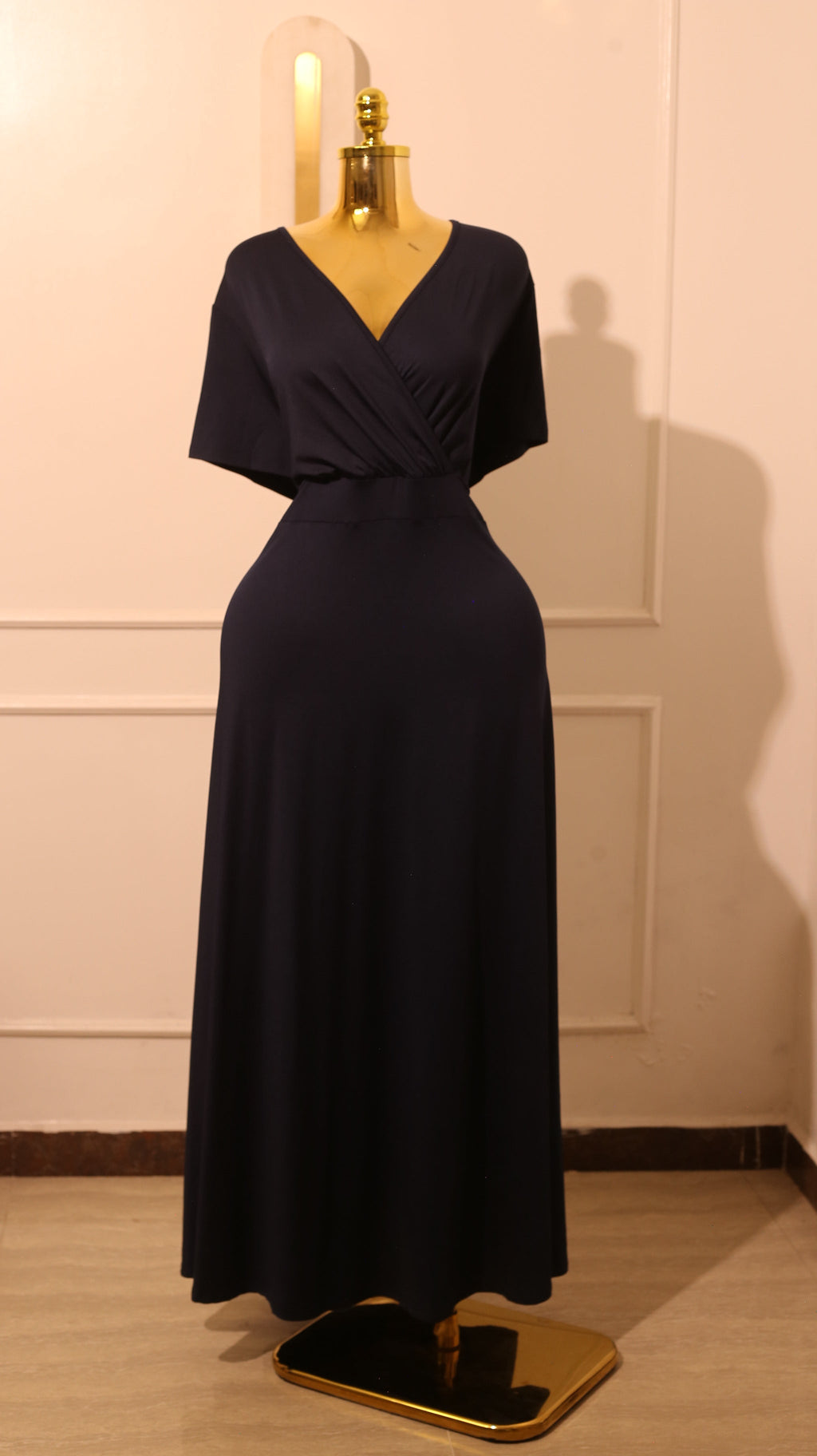 Black Fit and Flare V-Neck Dress