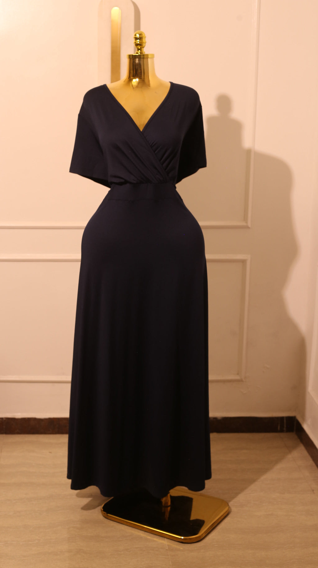 Black Fit and Flare V-Neck Dress
