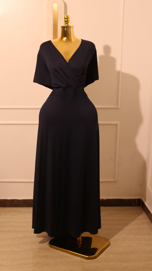Black Fit and Flare V-Neck Dress