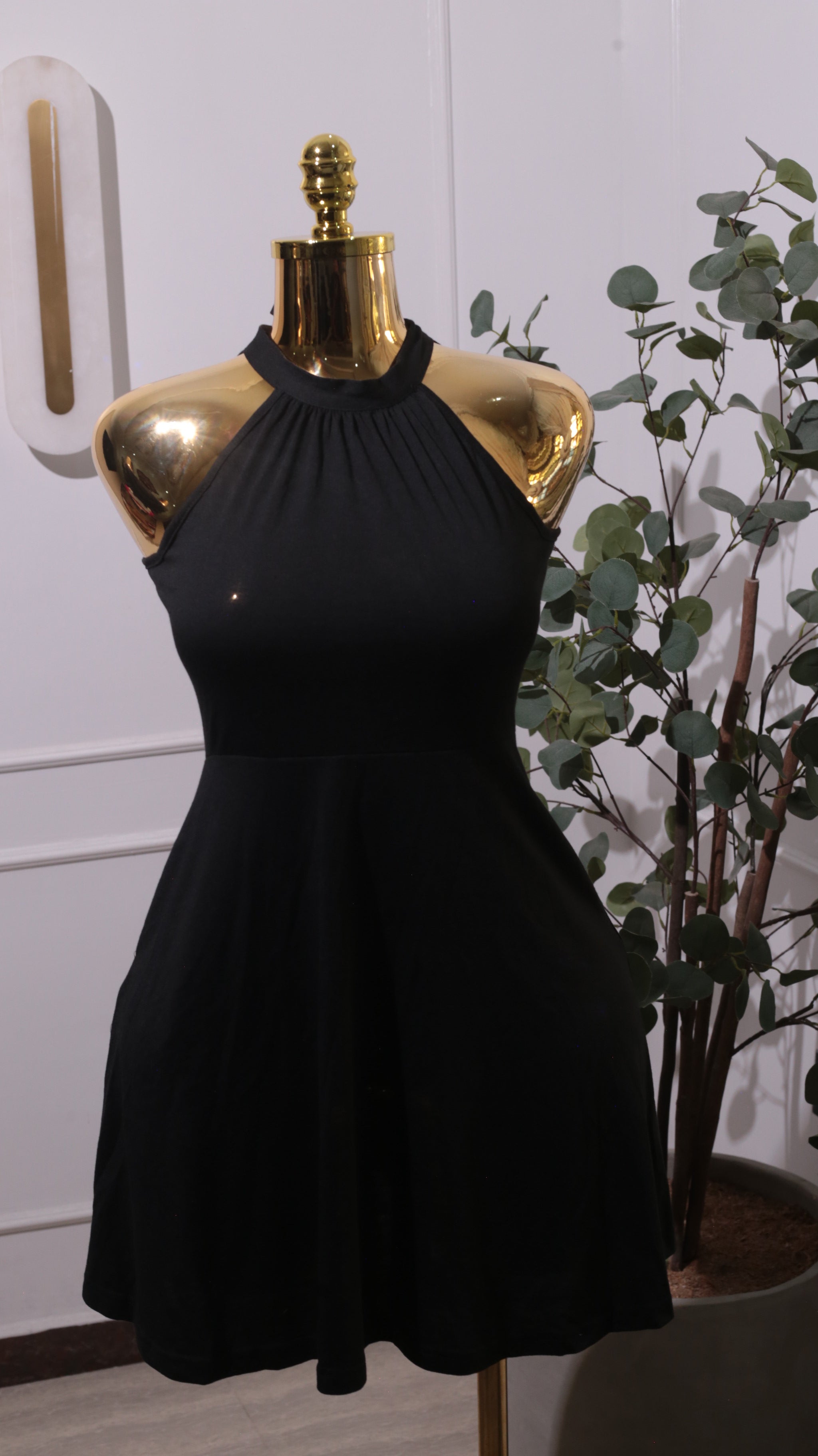 Black Halter A-Line Mini Dress