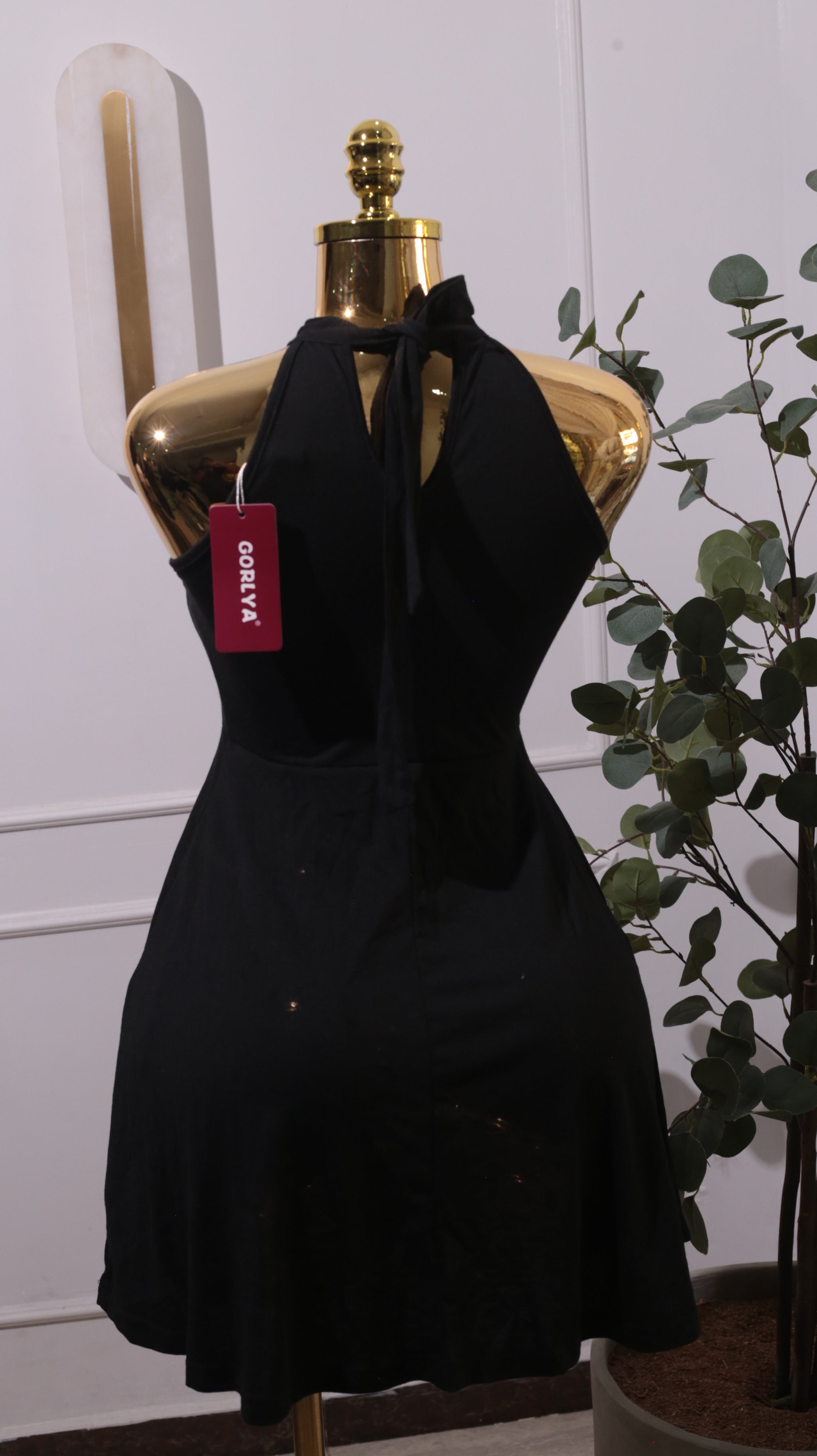 Black Halter A-Line Mini Dress