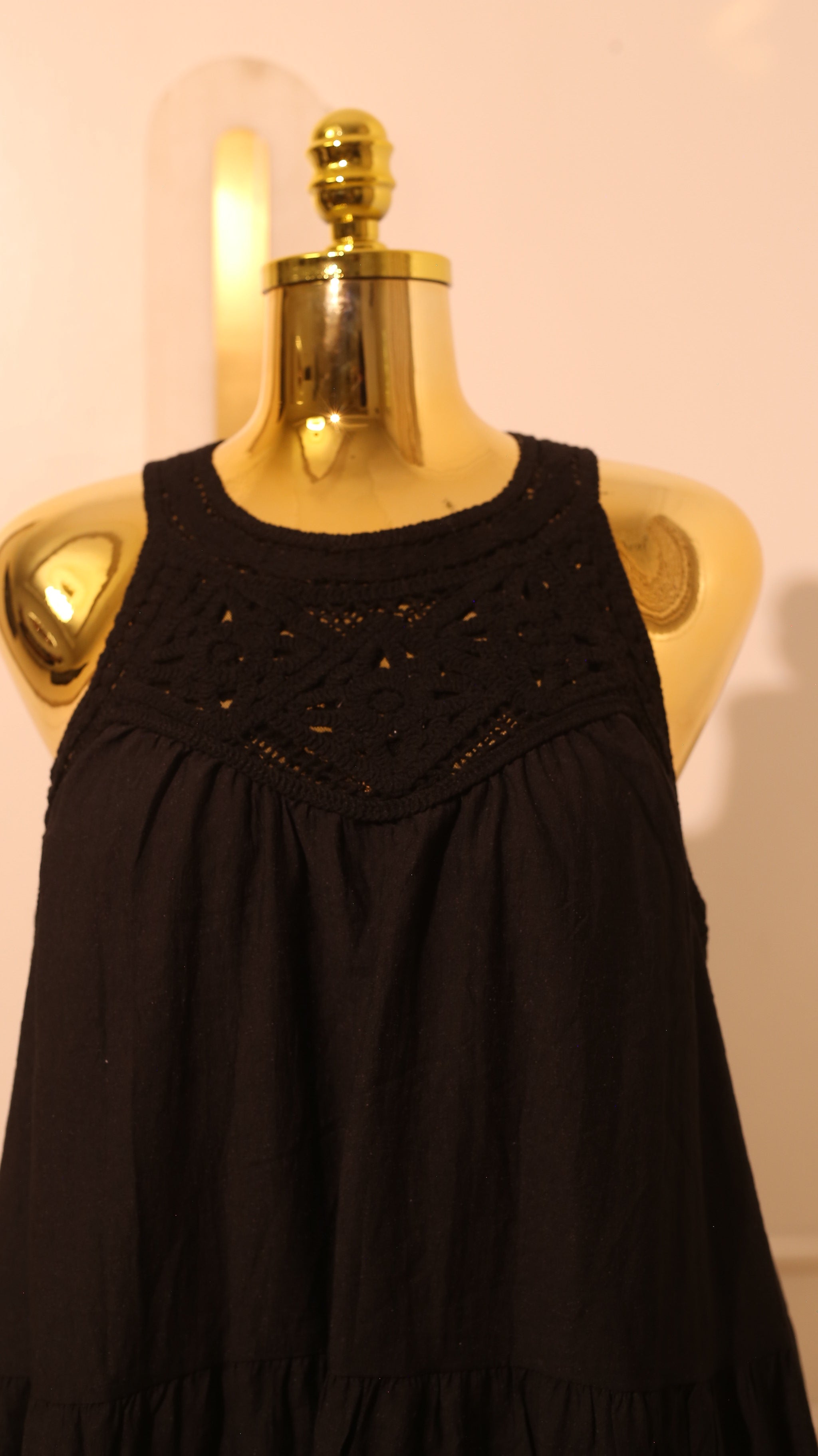 Black Halter Tiered Mini Dress – Large