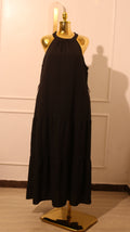 Black Halter-Neck Tiered Smock Dress