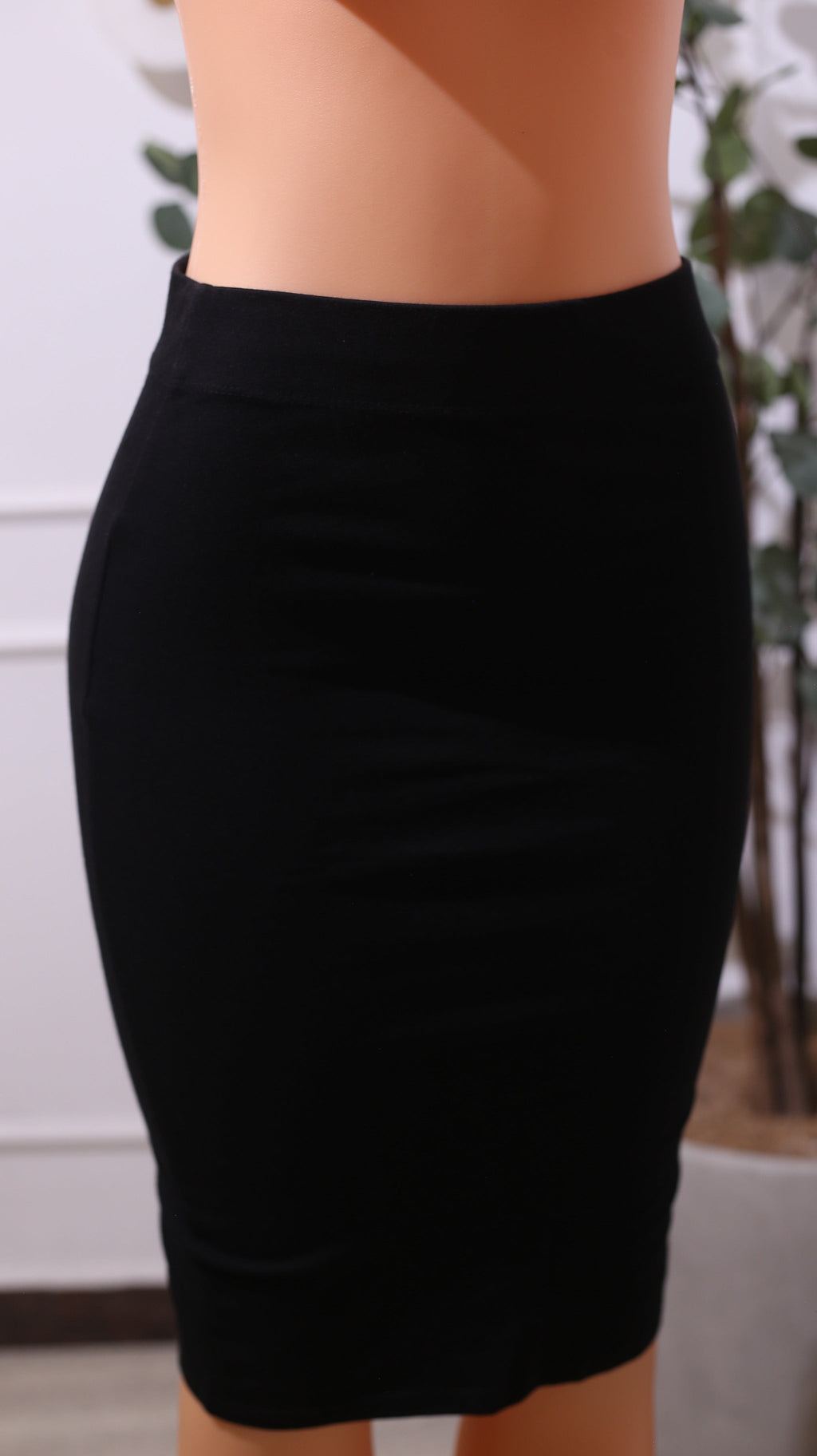 Black High-Waist Pencil Skirt