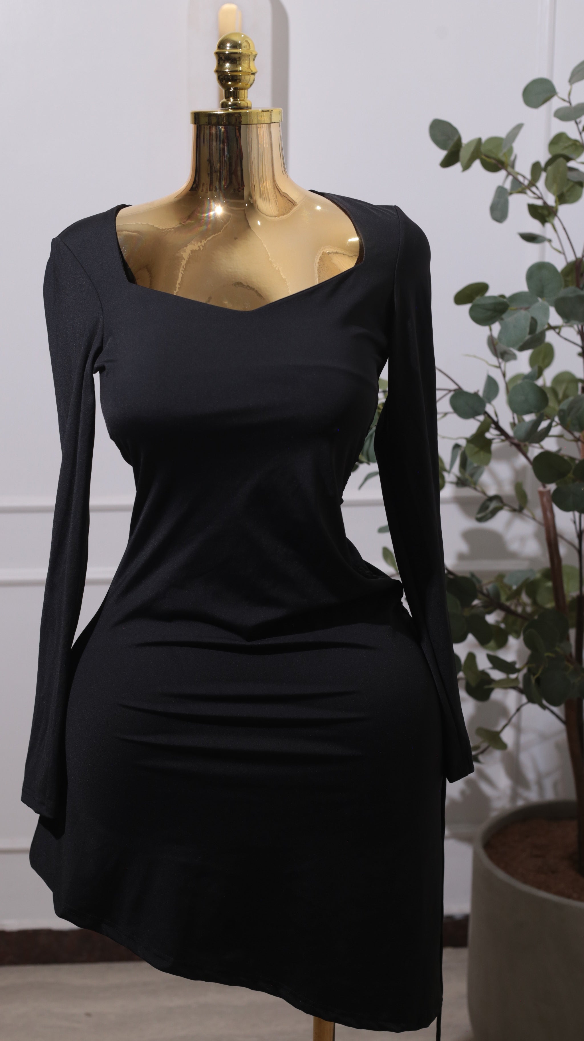 Black Knit Fit-and-Flare Mini Dress