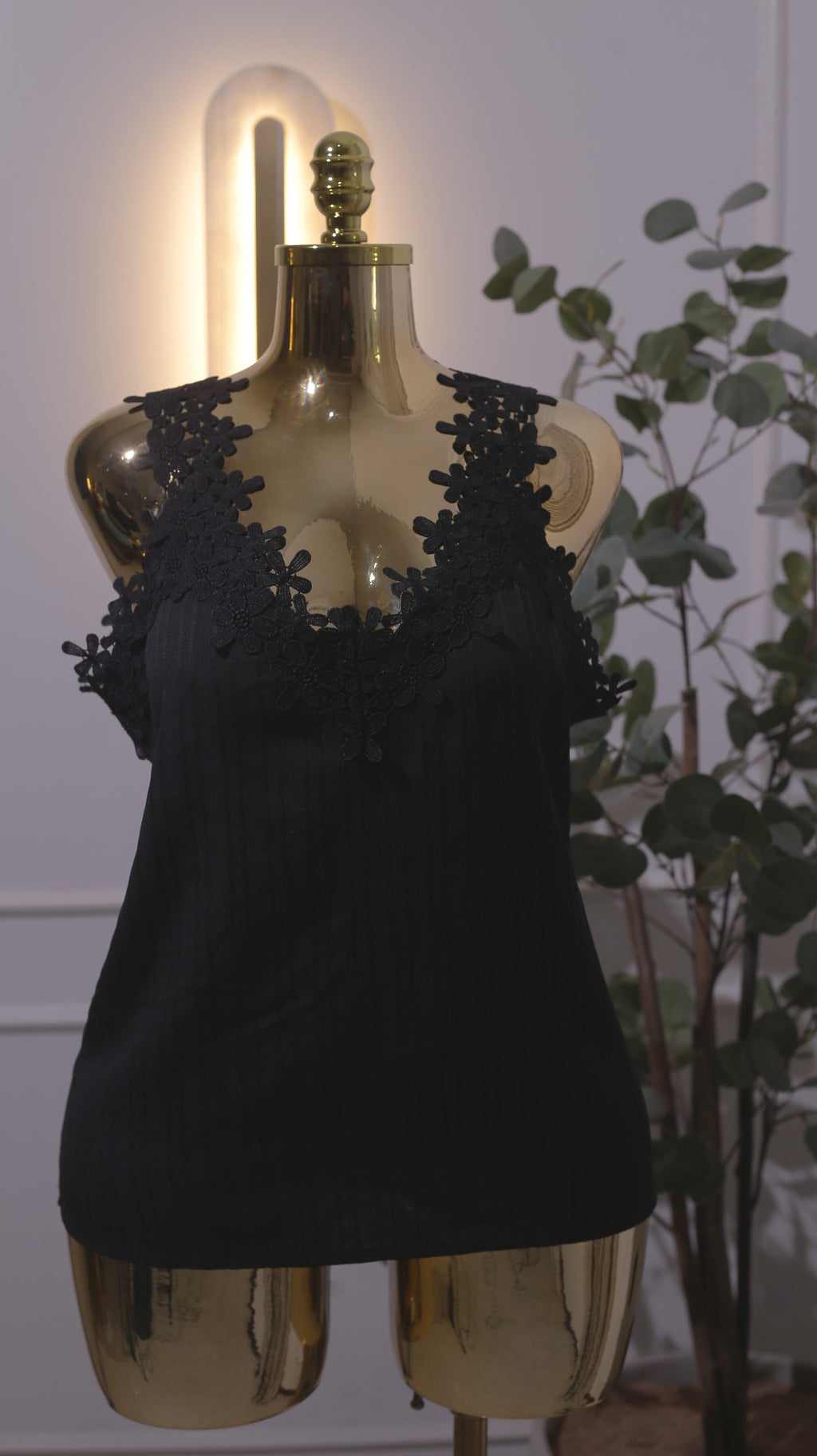 Black Lace Trim Top
