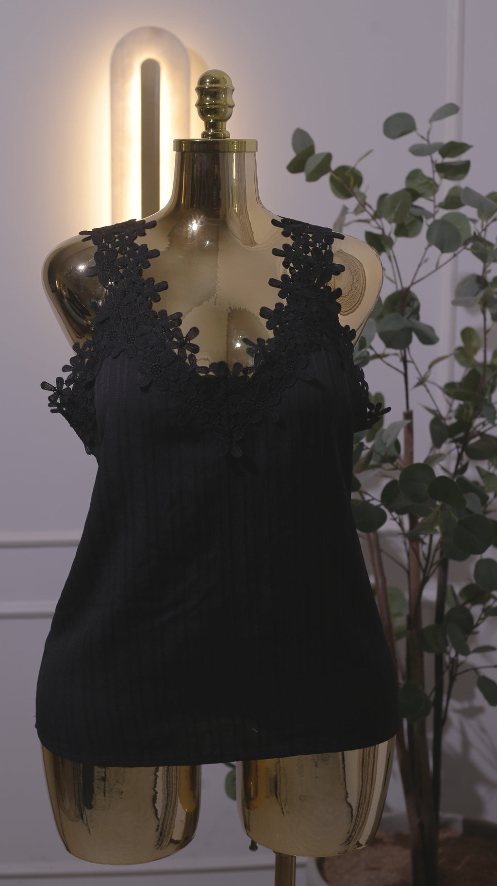 Black Lace Trim Top