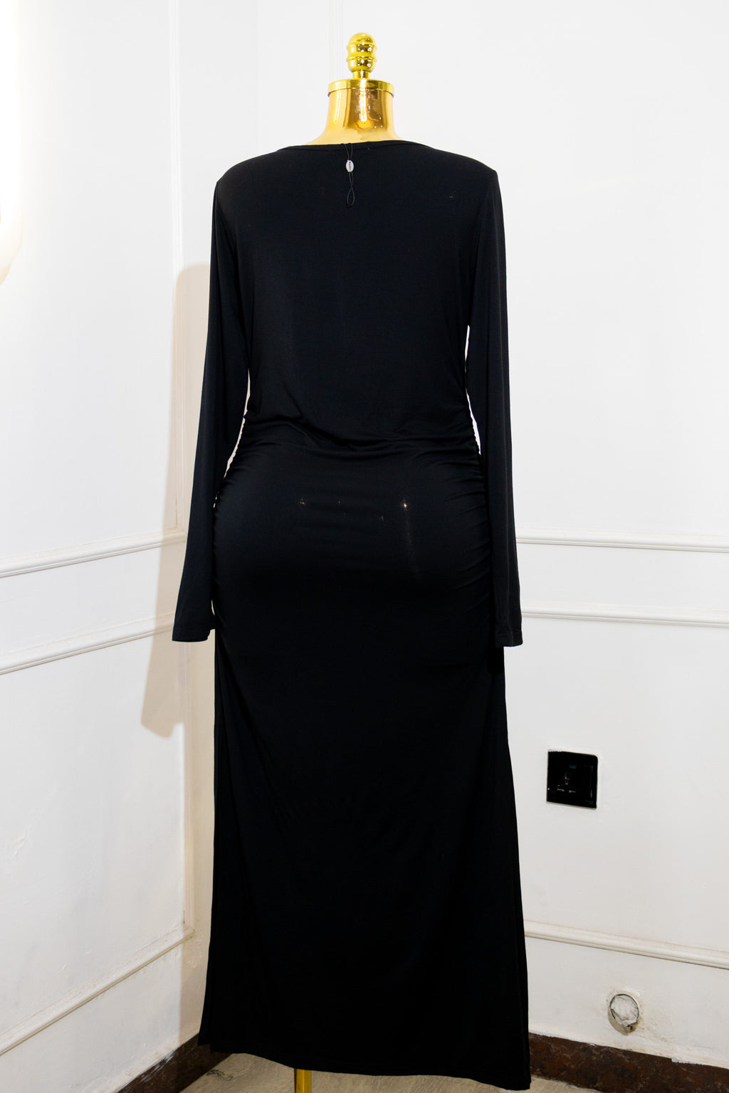 Black Long-Sleeve Maxi Gown