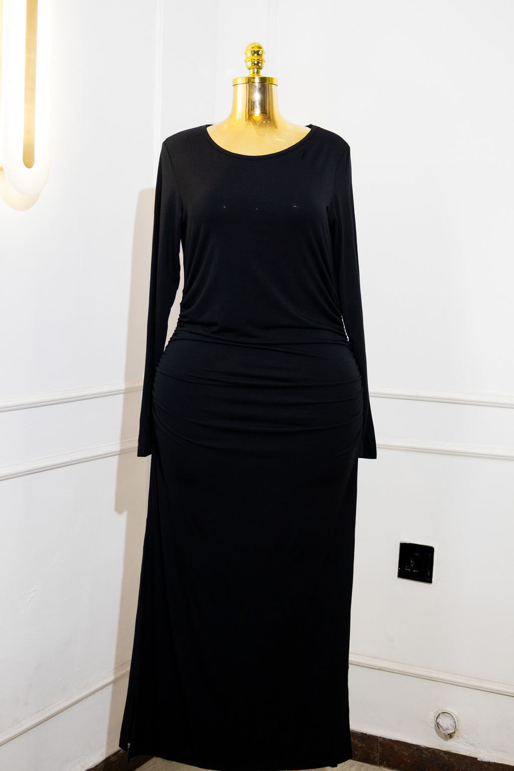 Black Long-Sleeve Maxi Gown