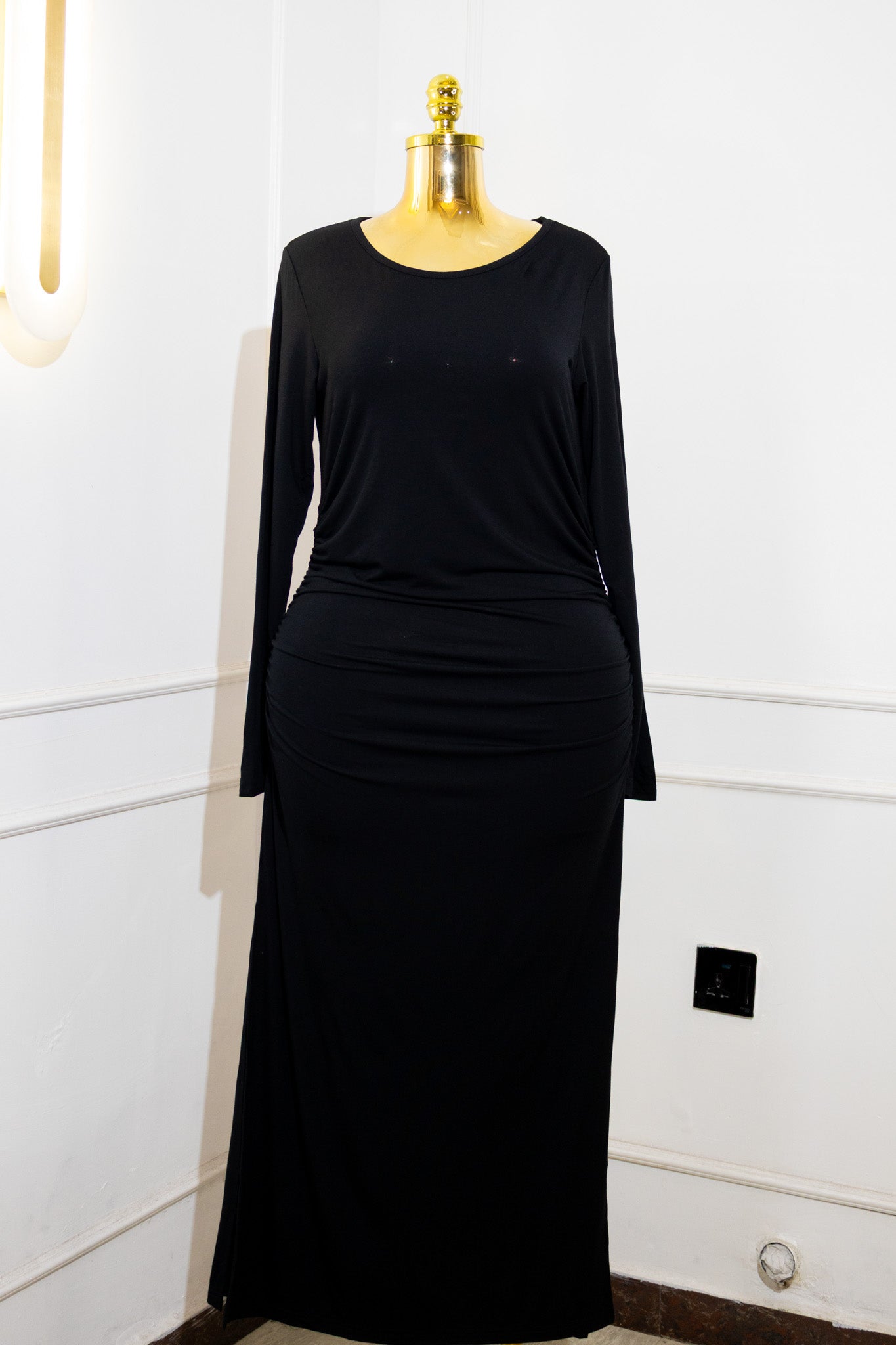 Black Long-Sleeve Maxi Gown