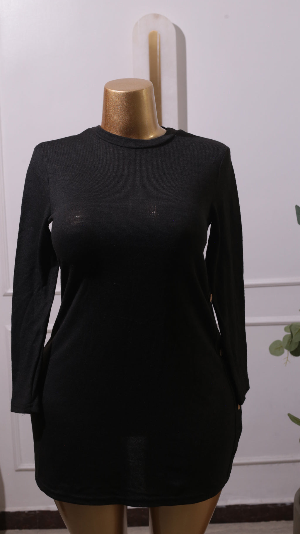 Black Long Sleeve Mini Dress