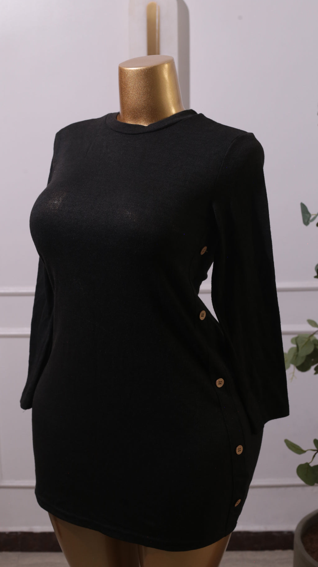 Black Long Sleeve Mini Dress