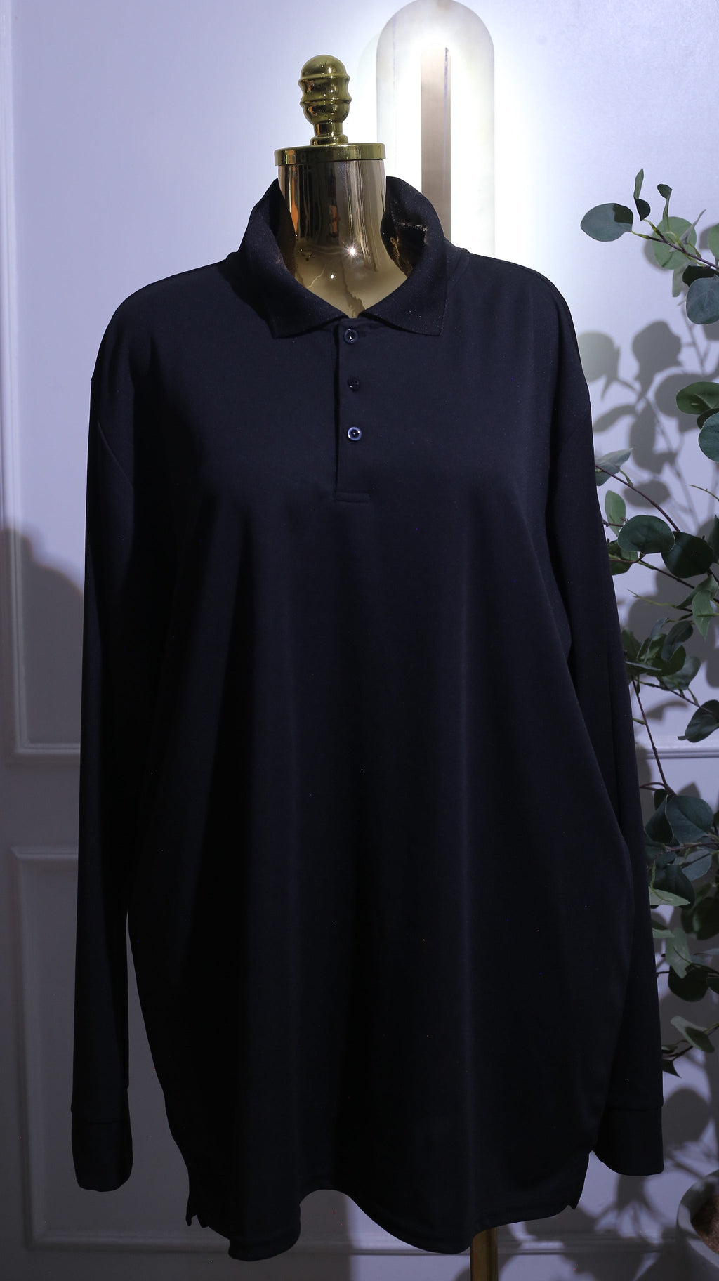 Black Long-Sleeve Polo Shirt
