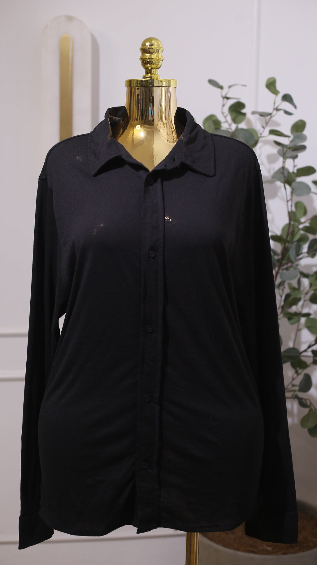 Black Long-sleeved Button-up Shirt