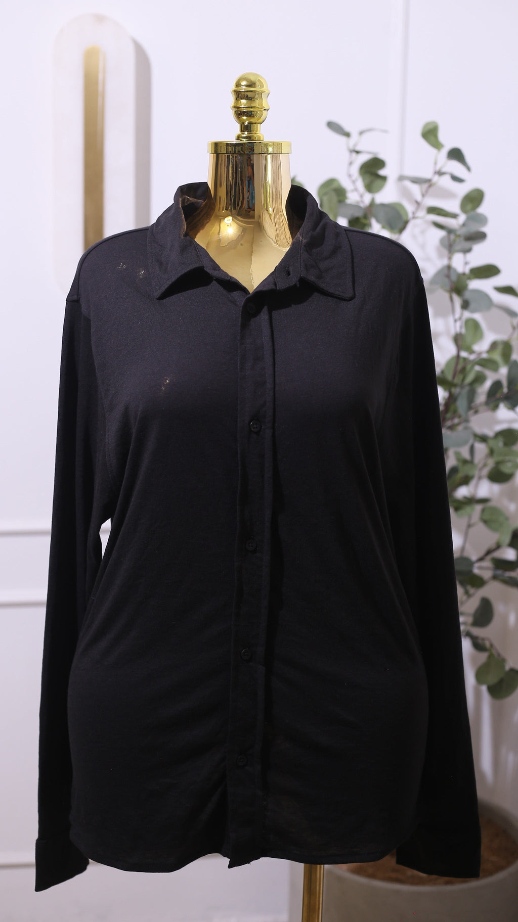 Black Long-sleeved Button-up Shirt