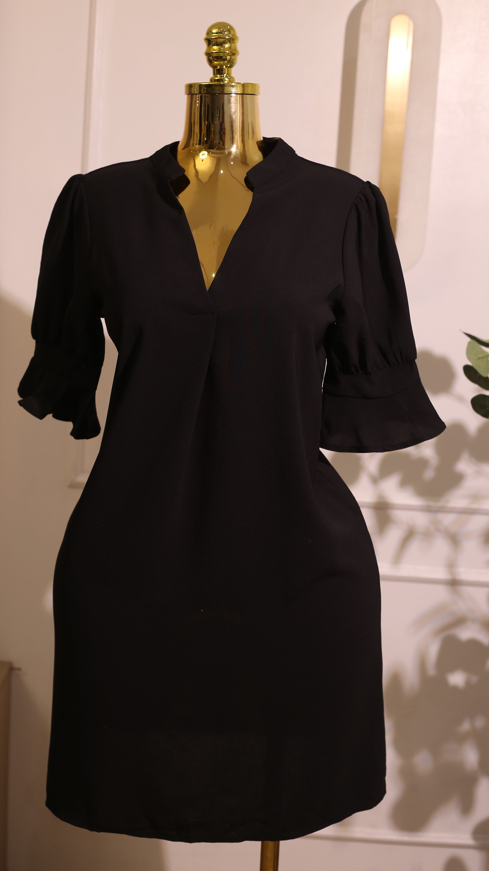 Black Loose-Fit Midi Dress